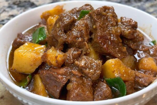 Beef and Potato Stew, homemade and freshly served