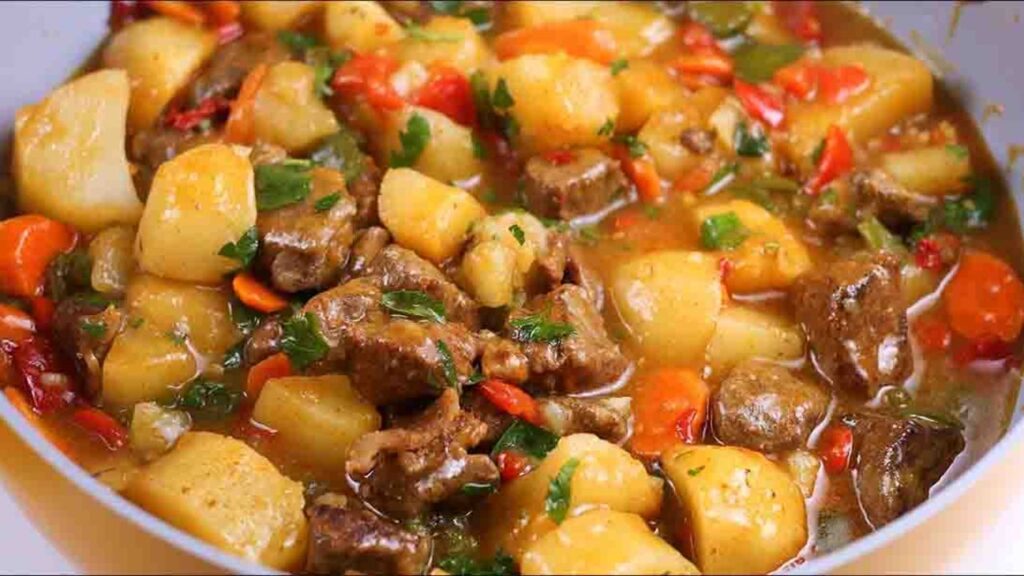 Beef and Potato Stew, homemade and freshly served