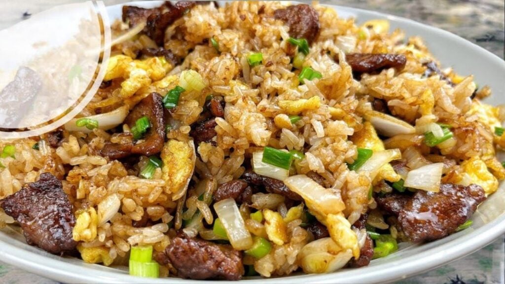 Quick and Easy Beef Fried Rice, homemade and freshly served