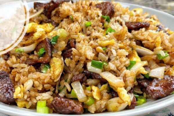 Quick and Easy Beef Fried Rice, homemade and freshly served
