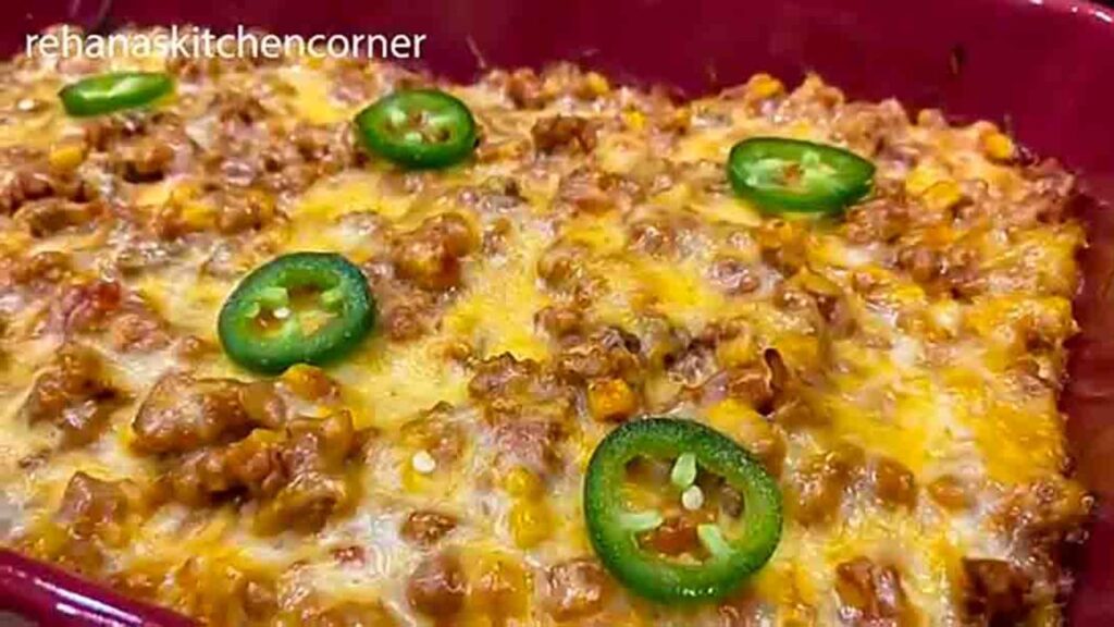 Beef Taco Casserole, homemade and freshly served