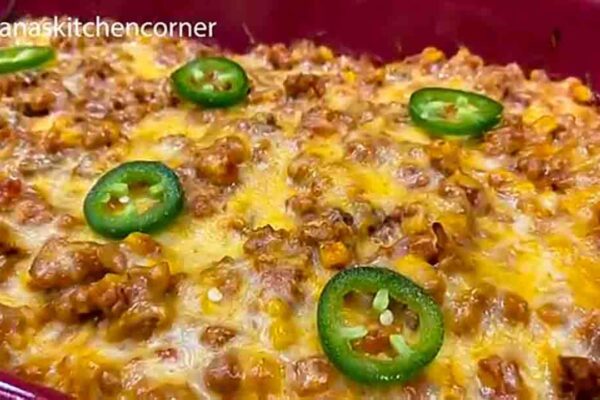Beef Taco Casserole, homemade and freshly served