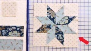 Finished Beginner Eight-Point Star Quilt Block, a completed DIY project