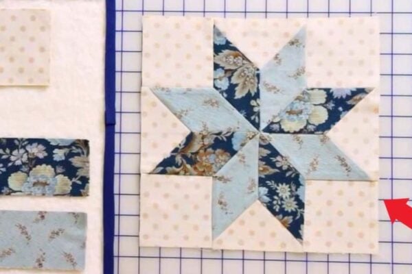 Finished Beginner Eight-Point Star Quilt Block, a completed DIY project