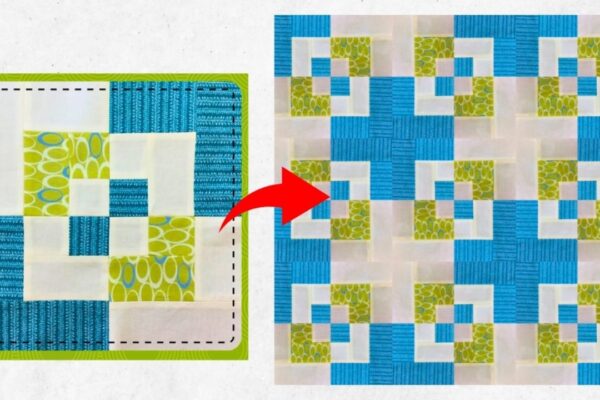 Finished Beginner-Friendly Bento Box Quilt Block, a completed DIY project