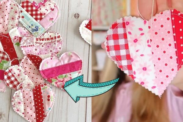 Finished Beginner-Friendly Quilt Heart Ornament, a completed DIY project