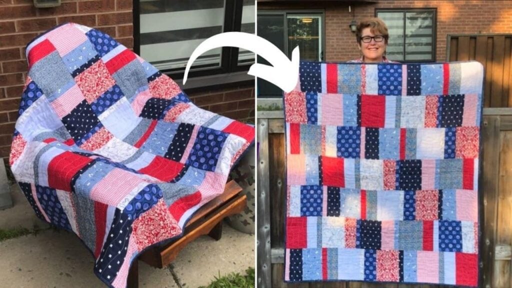 Finished Fast and Easy Beginner Quilt Using Fat Quarters, a completed DIY project