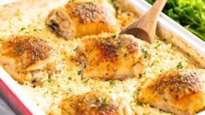 Best Baked Chicken and Rice Casserole, homemade and freshly served