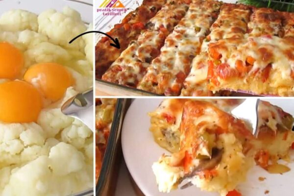 Best Cheesy Cauliflower Casserole, homemade and freshly served