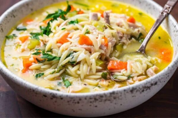 Best Lemon Chicken Orzo Soup, homemade and freshly served