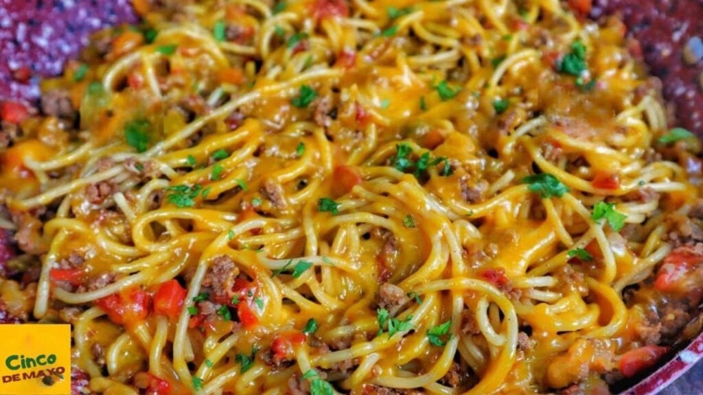 Best One-Pot Taco Spaghetti, homemade and freshly served