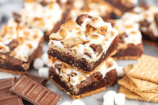 the Best S’mores Brownies, homemade and freshly served