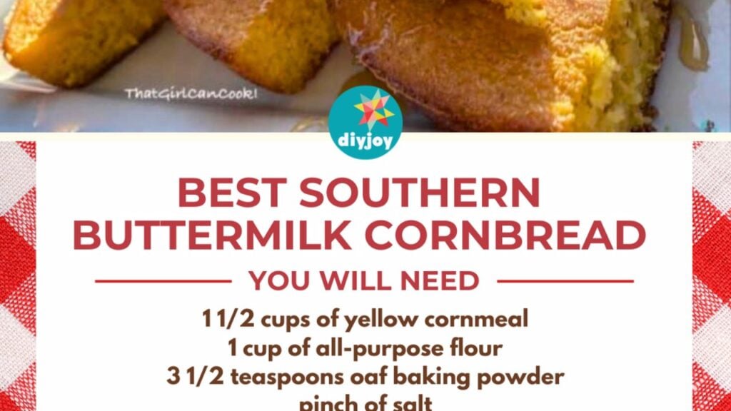 Best Southern Buttermilk Cornbread, homemade and freshly served