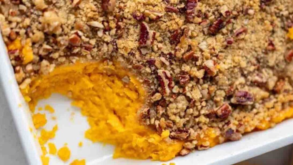 Best Sweet Potato Casserole, homemade and freshly served