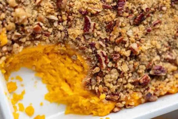 Best Sweet Potato Casserole, homemade and freshly served