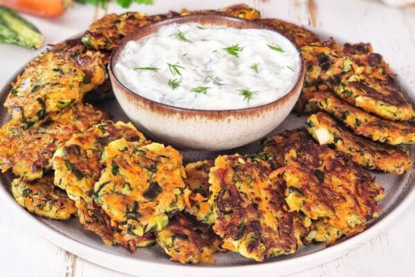 Best Zucchini Carrot Fritters, homemade and freshly served