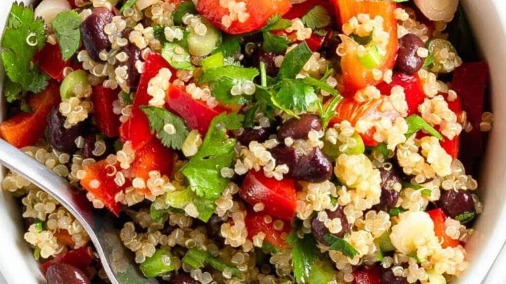 Black Bean and Quinoa Salad, homemade and freshly served