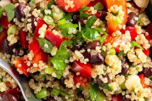 Black Bean and Quinoa Salad, homemade and freshly served