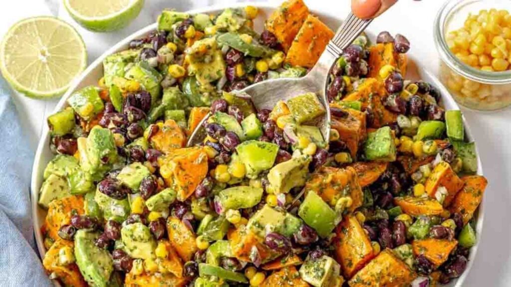 Black Bean Salad with Cilantro Lime Dressing, homemade and freshly served