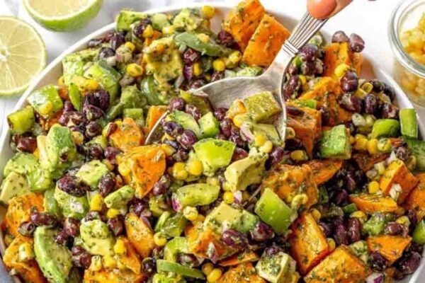 Black Bean Salad with Cilantro Lime Dressing, homemade and freshly served