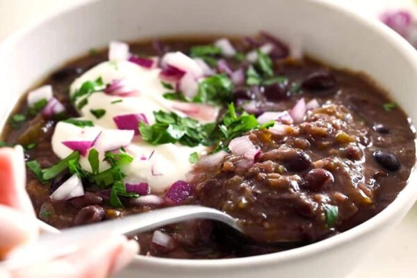 Black Bean Soup, homemade and freshly served