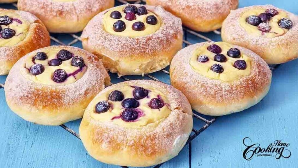 Blueberry Cream Cheese Buns, homemade and freshly served