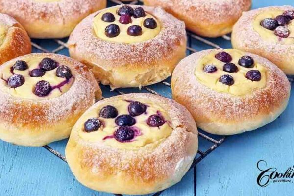 Blueberry Cream Cheese Buns, homemade and freshly served