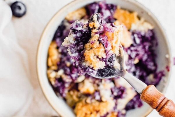 Blueberry Dump Cake, homemade and freshly served