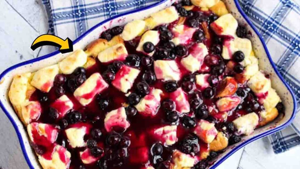 Overnight Blueberry French Toast Casserole, homemade and freshly served
