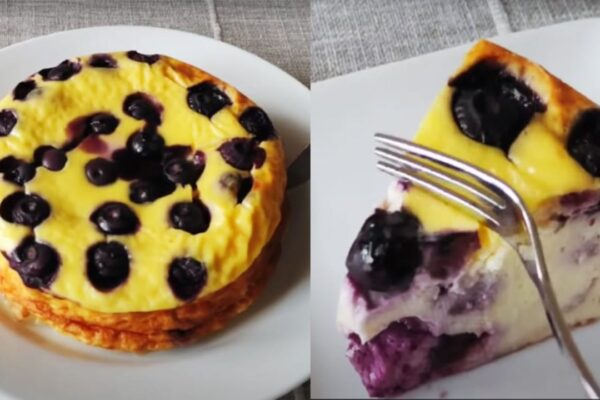Easy Blueberry Yogurt Cake, homemade and freshly served