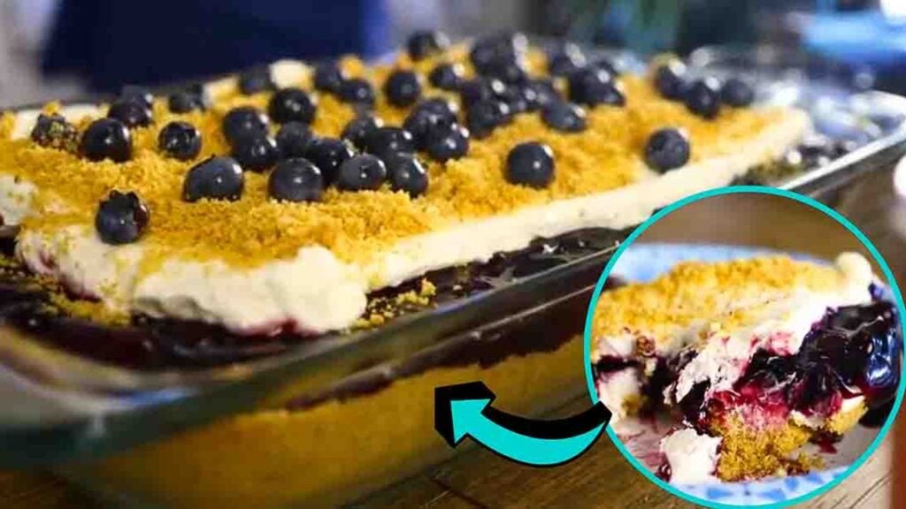 No-Bake Blueberry Yum Yum, homemade and freshly served