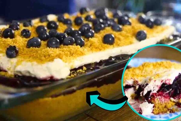 No-Bake Blueberry Yum Yum, homemade and freshly served