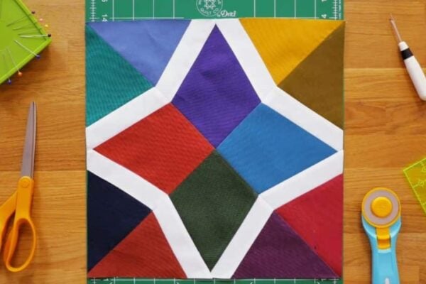 Finished Bordered Periwinkle Quilt Block, a completed DIY project