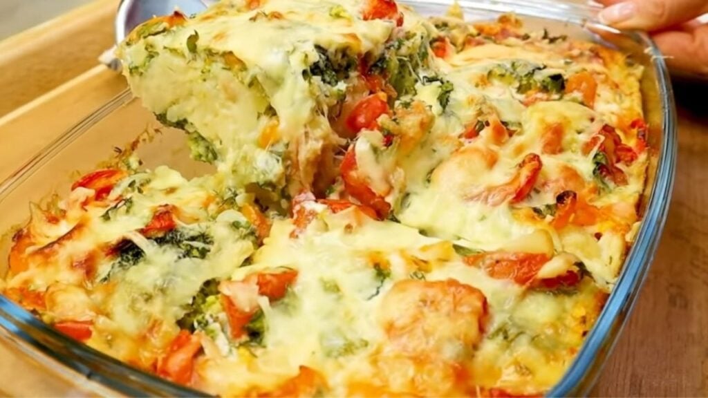 Broccoli Cauliflower Casserole, homemade and freshly served