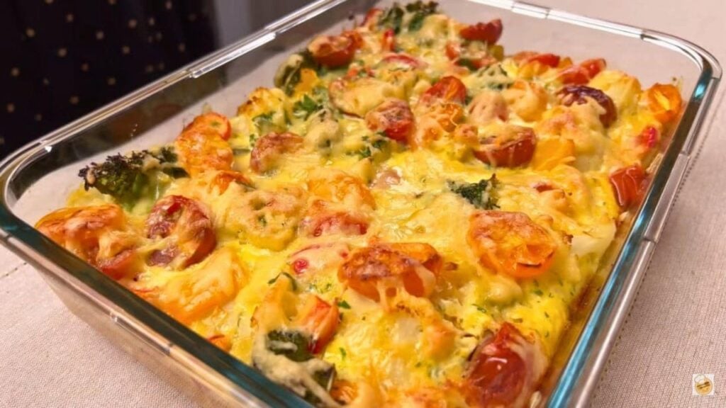 Broccoli Cauliflower Casserole, homemade and freshly served