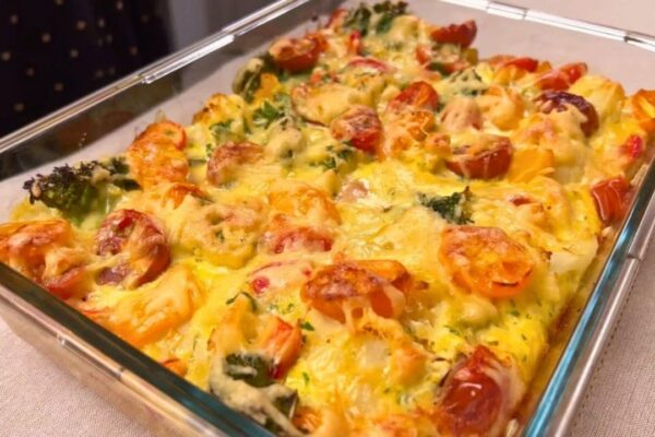 Broccoli Cauliflower Casserole, homemade and freshly served