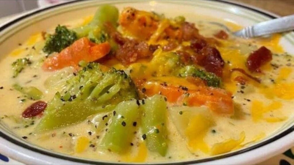 Broccoli and Potato Cheese Soup, homemade and freshly served
