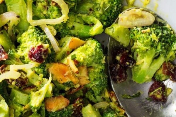 Broccoli Salad With Creamy Avocado Dressing, homemade and freshly served