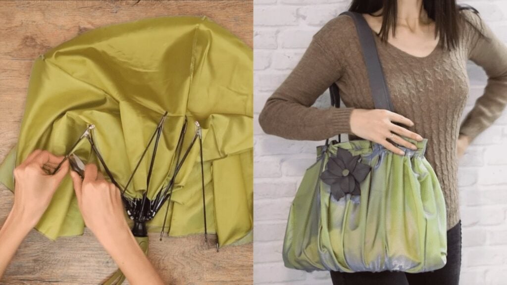 Finished Transform a Broken Umbrella into a Woman’s Bag, a completed DIY project