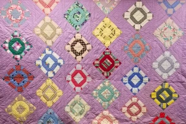 Finished Broken Wheel Vintage Quilt Block, a completed DIY project
