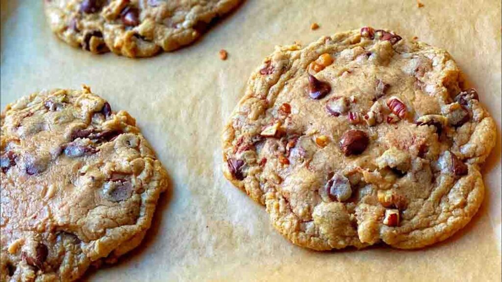 Brown Butter Pecan Chocolate Chip Cookies, homemade and freshly served