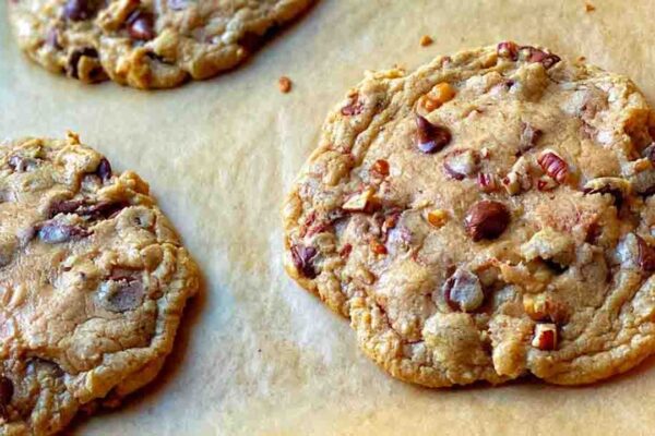 Brown Butter Pecan Chocolate Chip Cookies, homemade and freshly served