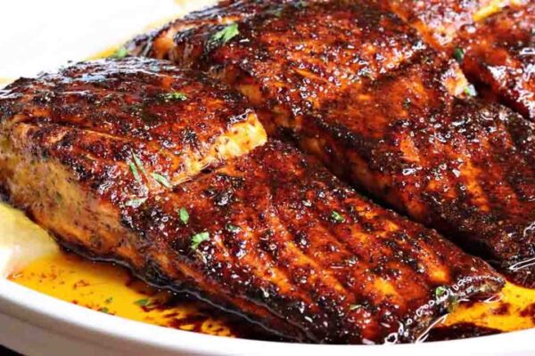 Brown Butter Glazed Old Bay Salmon, homemade and freshly served