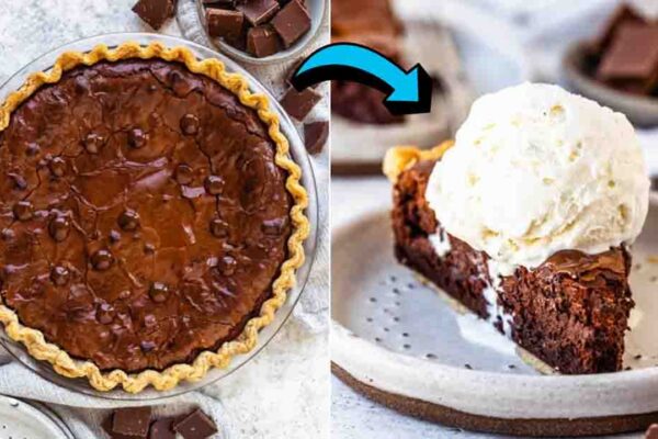 Quick and Easy Brownie Pie, homemade and freshly served