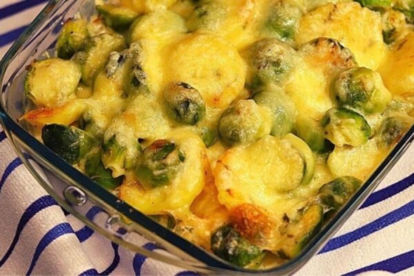 Brussels Sprouts Casserole, homemade and freshly served