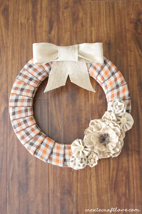 35 Fall Wreaths for Your Door - Burlap And Plaid Ribbon Wreath - Fall Wreaths For Front Door, Fall Wreaths Ideas To Try, Easy DIY Fall Wreaths