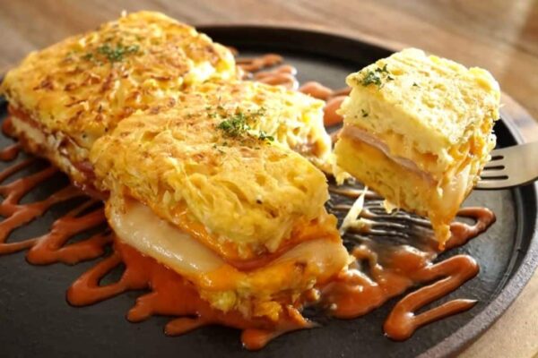 Cabbage Egg Toast, homemade and freshly served