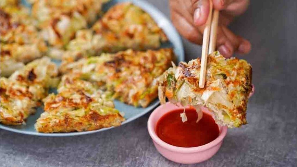Cabbage Omelet, homemade and freshly served