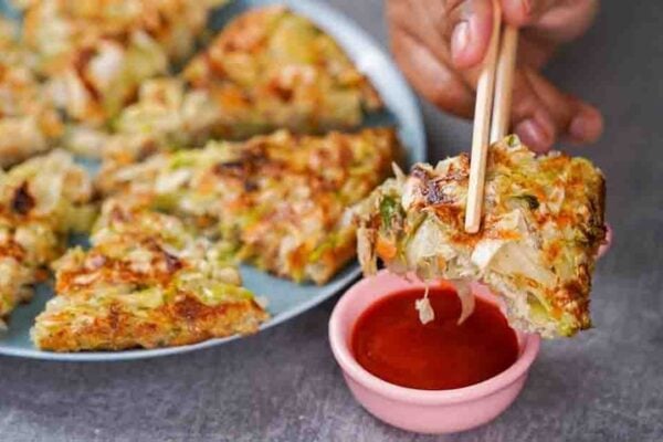 Cabbage Omelet, homemade and freshly served