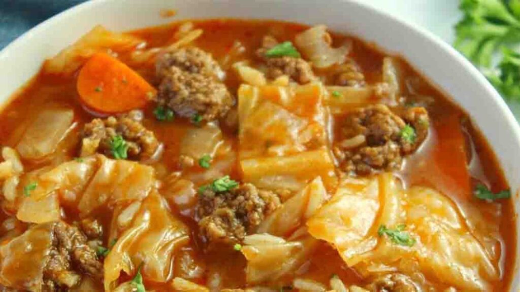 Cabbage Roll Soup, homemade and freshly served